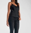 ELAN SOFIA COWL NECK CAMI IN BLACK