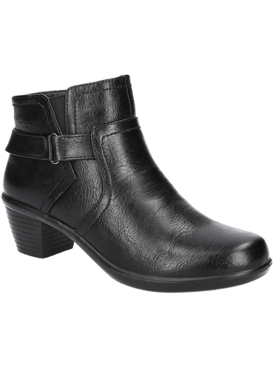 Easy Street Durham Womens Faux Leather Block Heel Ankle Boots In Black