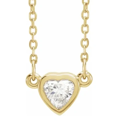Pompeii3 3/8ct Bezel Solitaire Heart Shape Diamond 14k Yellow Gold Lab Grown Necklace In Multi