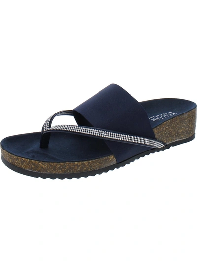 Italian Shoemakers Ziona Womens Rhinestone Toe-post Slide Sandals In Blue