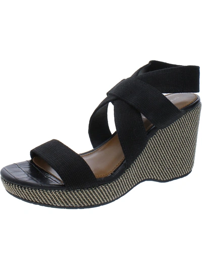 Donald J Pliner Womens Slip-on Ankle Wedge Sandals In Black