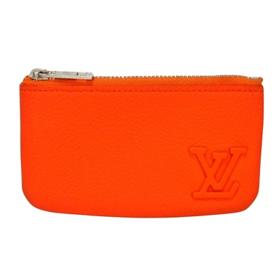 Pre-owned Louis Vuitton Pochette Clés Leather Wallet () In Orange