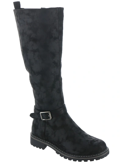 Boutique By Corkys Giddy Up Womens Distressed Lugged Sole Knee-high Boots In Black