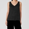 Eileen Fisher V-neck Stretch Jersey Tank In Black