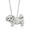 Ross-simons Sterling Silver Dog Pin Pendant With Smoky Quartz Accents In Brown
