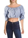 ALICE AND OLIVIA MAGNOLIA WOMENS OFF-THE-SHOULDER STRIPED CROP TOP