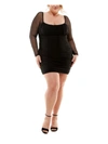 City Studio Plus Emma Womens Lace Up Mini Cocktail And Party Dress In Black