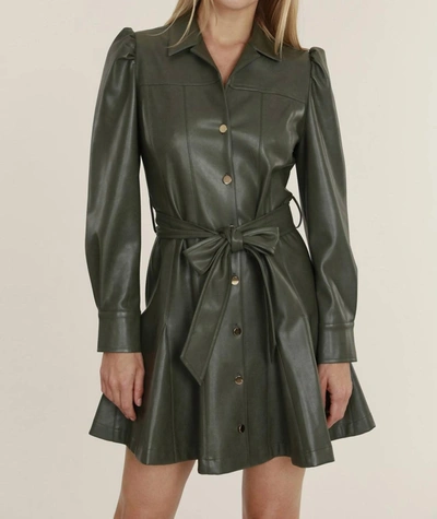 Dolce Cabo Vegan Belted Dress In Army In Green