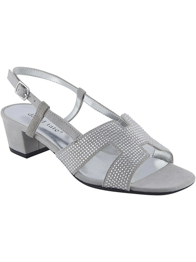 David Tate Amber Womens Faux Suede Embellished Heels In Silver
