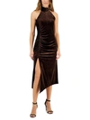 TAYLOR WOMENS TEXTURED PLEATED FRONT COCKTAIL DRESS