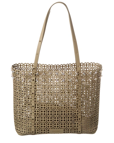 Zac Posen Lacey Large Leather Tote In Grey