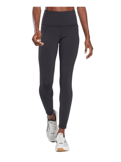 Reebok Womens High Rise Fitness Athletic Leggings In Black