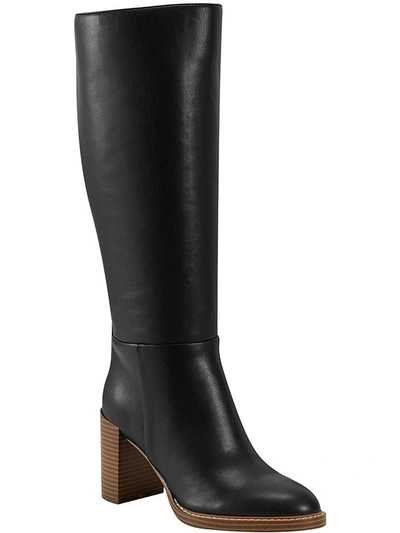 Marc Fisher Women's Gabey Wide Calf Almond Toe Block Heel Dress Boots In Black - Manmade
