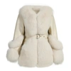 Wanan Touch Emily White Leather And Fur Jacket