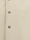 Palm Angels Monogram Leather Bomber Beige  Black
