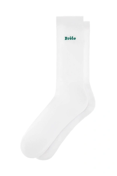 Drôle De Monsieur Logoed Socks In White, Green