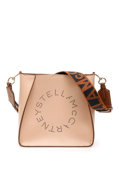Stella Mccartney Stella Perforated Logo Shoulder Bag In Beige