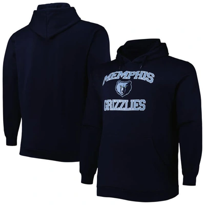 Profile Men's Navy Memphis Grizzlies Big And Tall Heart And Soul Pullover Hoodie