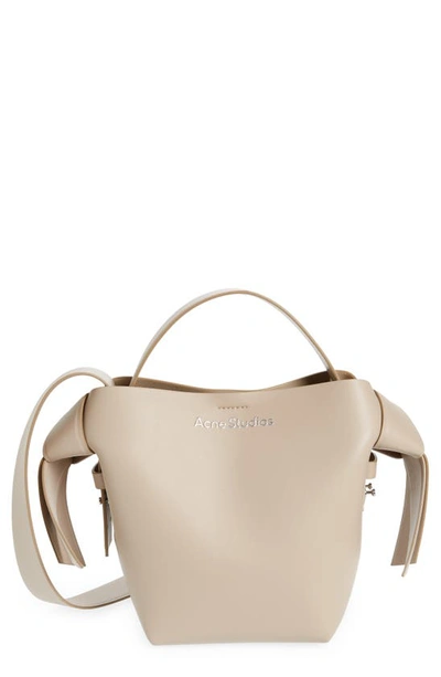 Acne Studios Mini Musubi Leather Top Handle Bag In Taupe_beige