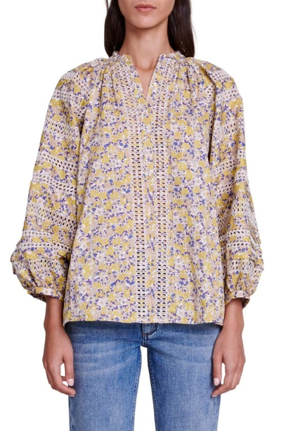 Maje Womens Imprime Flower-print Relaxed-fit Cotton Blouse In Multi-coloured