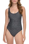 DKNY RUCHED ONE-PIECE SWIMSUIT