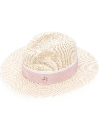 Maison Michel Henrietta Band-embellished Fedora In Neutral