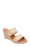 ANDRE ASSOUS NOLITA RAFFIA ESPADRILLE PLATFORM WEDGE SLIDE SANDAL