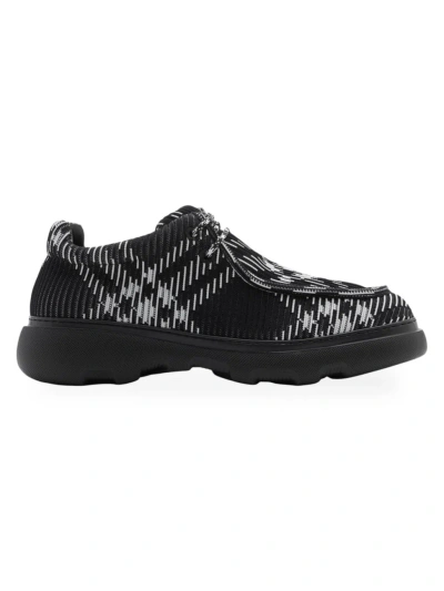 Burberry Men's Check Woven Creeper Shoes In Black Check