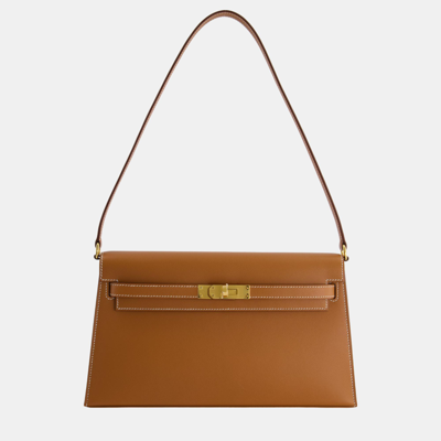 Pre-owned Hermes Kelly Elan Bag In Gold Madame Leather With Gold Hardware