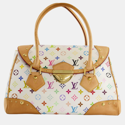 Pre-owned Louis Vuitton Monogram Multicolour Murakami Beverly Gm Bag With Gold Hardware In White