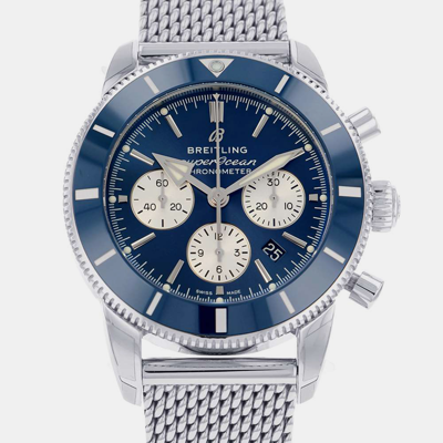 Pre-owned Breitling Blue Stainless Steel Superocean Ab0162161c1a1 Automatic Men's Wristwatch 44 Mm