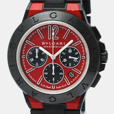 Pre-owned Bvlgari Red Ceramic Diagono Dg42smcch Automatic Men's Wristwatch 42 Mm