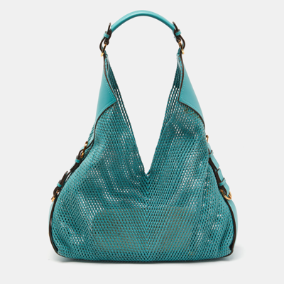 Pre-owned Ferragamo Green Woven Leather Hobo