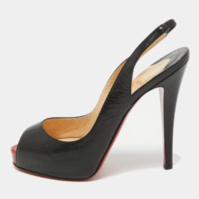 Pre-owned Christian Louboutin Black Leather No Prive Slingback Pumps Size 36