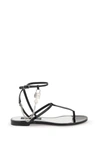 DOLCE & GABBANA PATENT LEATHER THONG SANDALS WITH PADLOCK