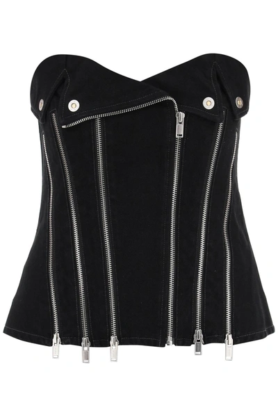 Dion Lee Denim Biker Corset Top In Black