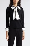 ALICE AND OLIVIA JUSTINA MIXED MEDIA WOOL SWEATER