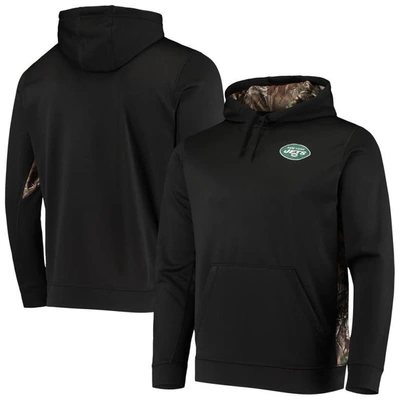 Dunbrooke Men's  Black And Realtree Camo New York Jets Logo Ranger Pullover Hoodie In Black,realtree Camo