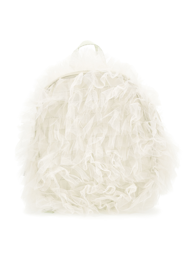 Monnalisa Kids'   Tulle Ruffles Backpack In Cream