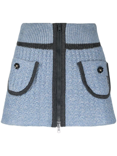 Cormio Cerulean Wool Blend Mini Skirt In Blue