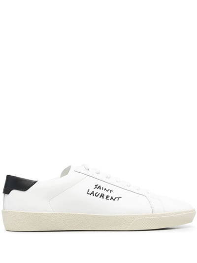 Saint Laurent Court Classic Sl/06 Embroidered Sneakers In White