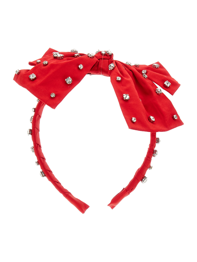 Monnalisa Satin Maxi Bow Headband In Red