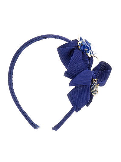 Monnalisa Kids'   Grosgrain Headband And Charms In Blu Voyage