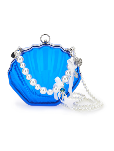 Monnalisa Pvc Shell Bag In Blu Voyage