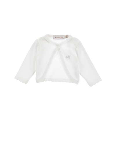 Monnalisa Kids'   Cotton Wraparound Cardigan In Cream
