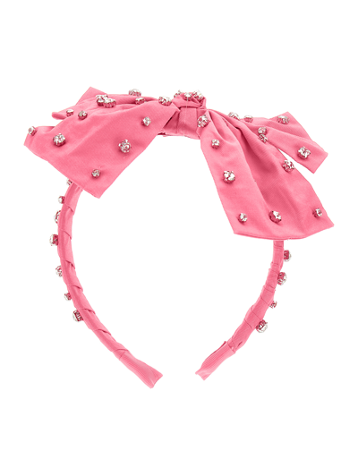 Monnalisa Kids'   Satin Maxi Bow Headband In Sachet Pink