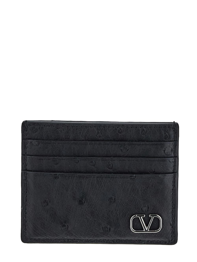 Valentino Garavani V-logo Card Holder In Black
