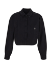 Givenchy 4g Logo Crop Cotton Poplin Button-down Shirt In Black