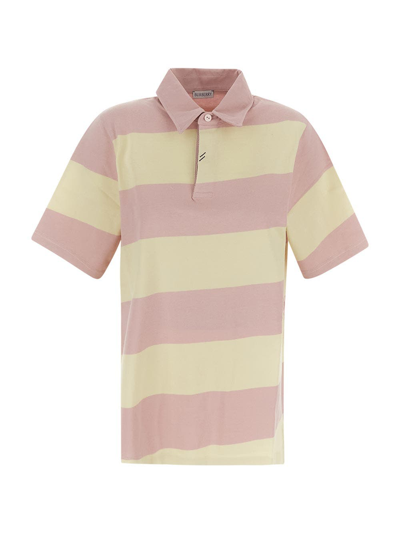 Burberry Cotton Striped Polo Shirt In Nude & Neutrals