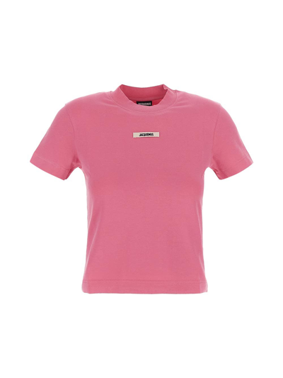 Jacquemus Le T-shirt Gros Grain Cotton-blend T-shirt In Pink
